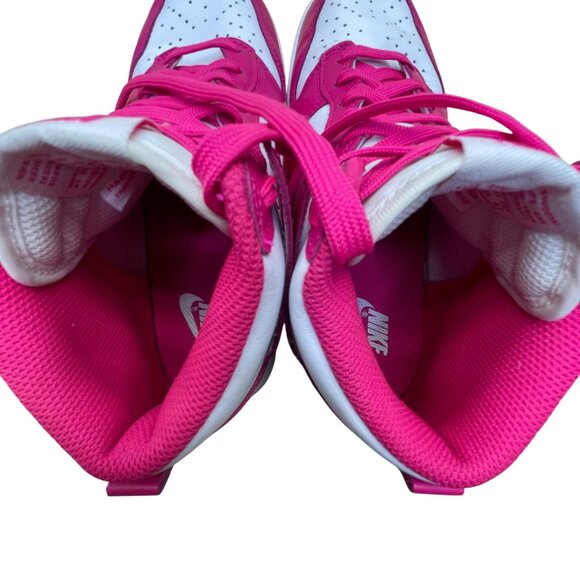 Nike Women’s Pink Prime White Leather Dunk High-Top Sneakers Size 7.5 - Picture 7 of 10
